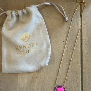 Kendra Scott Hot Pink Stone Necklace with Gold Chain